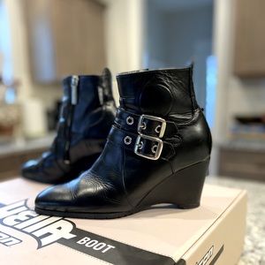 Icon Moto Hella Boots Leather Ankle Wedge Boots